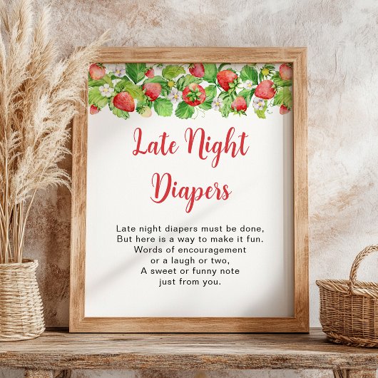 Aardbei Late Night Luier Teken Poster