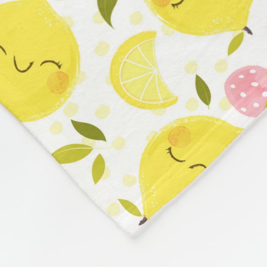 Aardbei Lemon White Fleece Deken (Hoek)