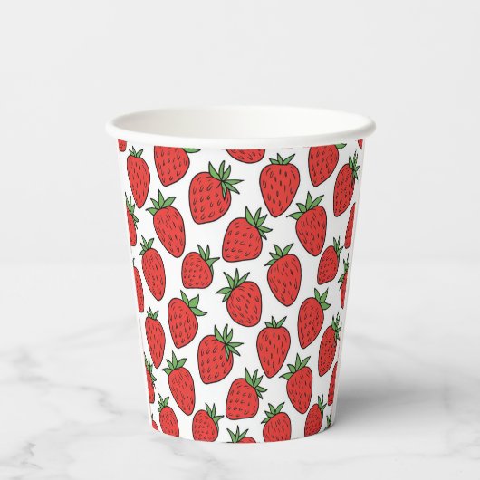 Aardbei | Leuke Fruit-Thema Party Drinkware Papieren Bekers (Achterkant)