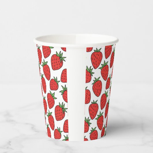 Aardbei | Leuke Fruit-Thema Party Drinkware Papieren Bekers (Links)
