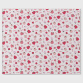 Aardbei liefde hart xoxo cadeaupapier (Vlak)