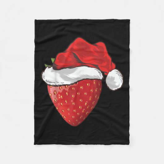 Aardbei Liefhebber Geschenk Kerstman Hoed Aardbei Fleece Deken (Voorkant)