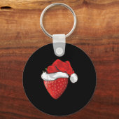 Aardbei Liefhebber Geschenk Kerstman Hoed Aardbei Sleutelhanger (Voorkant)