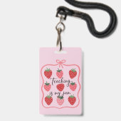 Aardbei Liefhebber Leraar Lesgeven is mijn ding Badge (Voorzijde met lanyard)