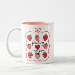 Aardbei Liefhebber Leraar Lesgeven is mijn ding Tweekleurige Koffiemok