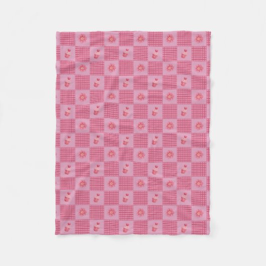 Aardbei Liefje Patchwork Fleece Deken (Voorkant)