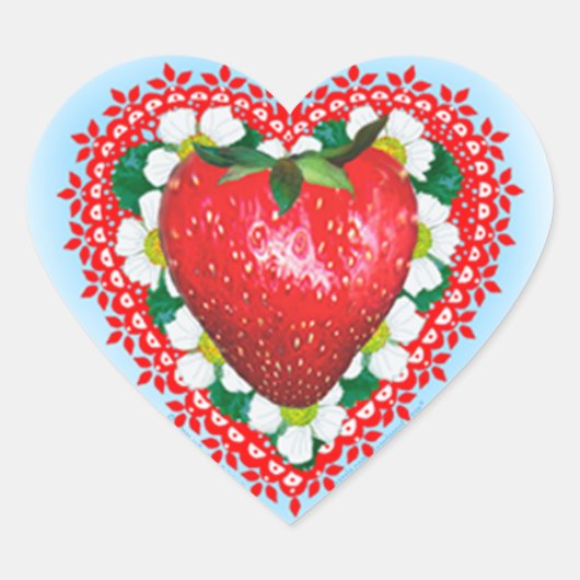 AARDBEI LIEVERD VALENTIJNSDAG HART STICKER (Voorkant)