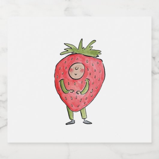 Aardbei Likeurfles Etiket (Enkel label)