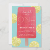 Aardbei limonade ijsje meisje 1e verjaardag kaart (Voorkant)