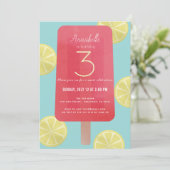 Aardbei limonade ijsje meisje verjaardag kaart (Staand voorkant)