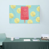 Aardbei limonade ijsje meisje verjaardag spandoek (Beurs)