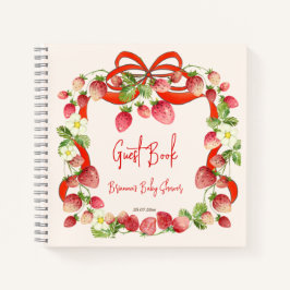 Aardbei lint boog baby shower gastenboek notitieboek