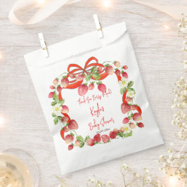 Aardbei lint boog coquette baby shower gunsten bedankzakje