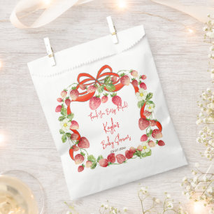 Aardbei lint boog coquette baby shower gunsten bedankzakje