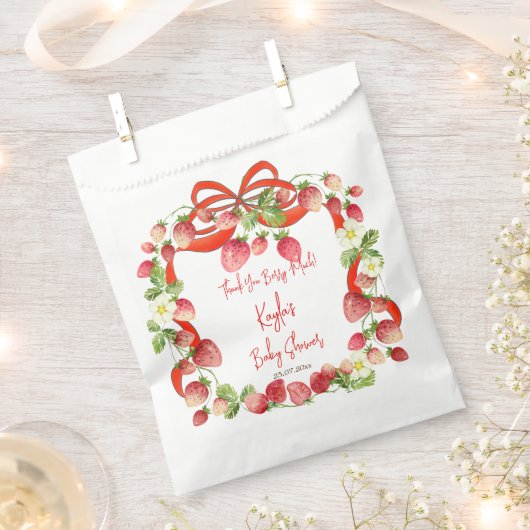 Aardbei lint boog coquette baby shower gunsten bedankzakje (Geknipt)
