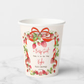Aardbei lint boog coquette baby shower papieren bekers (Voorkant)