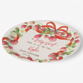 Aardbei lint boog coquette baby shower papieren bordje (Gekanteld)