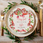 Aardbei lint boog coquette baby shower papieren bordje<br><div class="desc">Berry Sweet Strawberry baby shower monogrammed papier borden sjabloon,  lintboog coquette zomertuin aardbeien thema baby shower gepersonaliseerde papieren borden,  aardbeien en boog baby shower gepersonaliseerde papieren borden bessenzoet baby shower gepersonaliseerde tafeldecor</div>