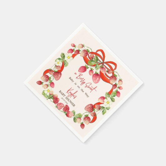 Aardbei lint boog coquette baby shower servet (Hoek)