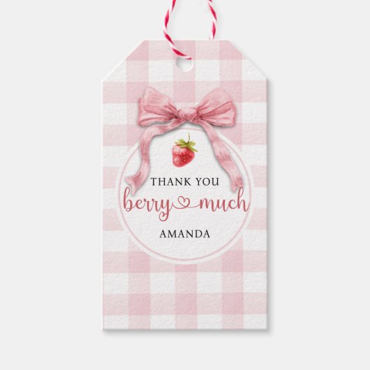 Aardbei lint Dank u Berry veel cadeau Labels Cadeaulabel (Voorkant)