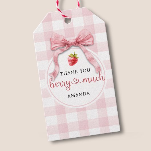 Aardbei lint Dank u Berry veel cadeau Labels Cadeaulabel