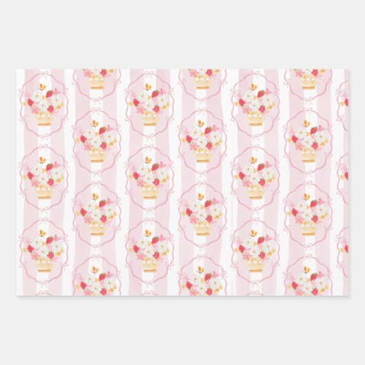 Aardbei Loally Grown Pink Whimsical Baby shower Inpakpapier Vel (Voorkant)