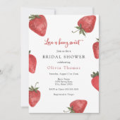 Aardbei Love is Sweet Bridal Shower Invitation Kaart (Voorkant)
