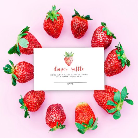 Aardbei luier loterij baby shower informatiekaartje