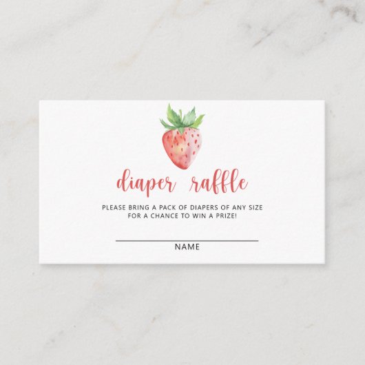 Aardbei luier loterij baby shower informatiekaartje (Voorkant)
