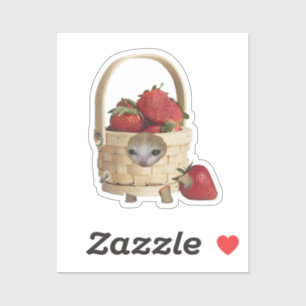 Aardbei mand kat sticker