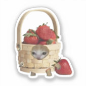 Aardbei mand kat sticker (Voorkant)