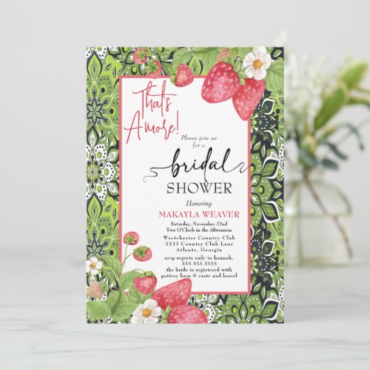 aardbei mandala Dat is Amore Vrijgezellenfeest Kaart (Staand voorkant)