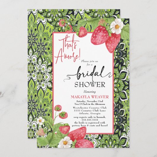 aardbei mandala Dat is Amore Vrijgezellenfeest Kaart (Voorkant / Achterkant)