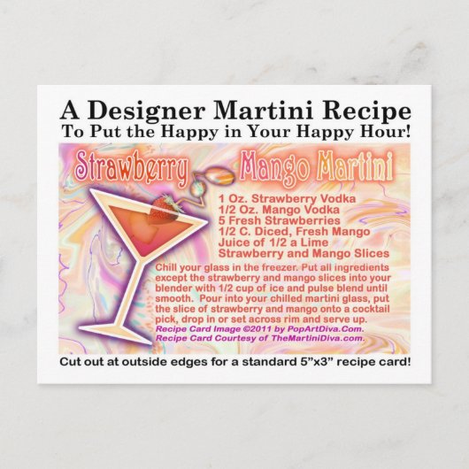 Aardbei Mango Martini Recept Briefkaart (Voorkant)