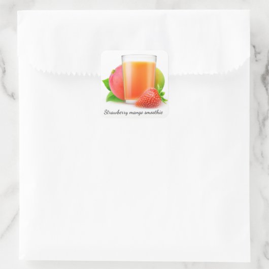 Aardbei mango smoothie vierkante sticker (Tas)