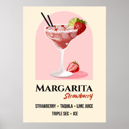 Aardbei Margarita met Zoutrand Recept Kunst Poster