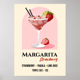 Aardbei Margarita met Zoutrand Recept Kunst Poster