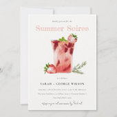 Aardbei Margarita Zomer Soiree Cocktail Party Kaart (Voorkant)