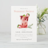 Aardbei Margarita Zomer Soiree Cocktail Party Kaart (Staand voorkant)