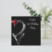 Aardbei Martini Cocktail Verjaardagsfeest Kaart (Staand voorkant)