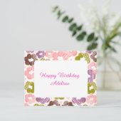 Aardbei, Matcha, Chocolade en Ube Mochi Donuts Briefkaart (Staand voorkant)