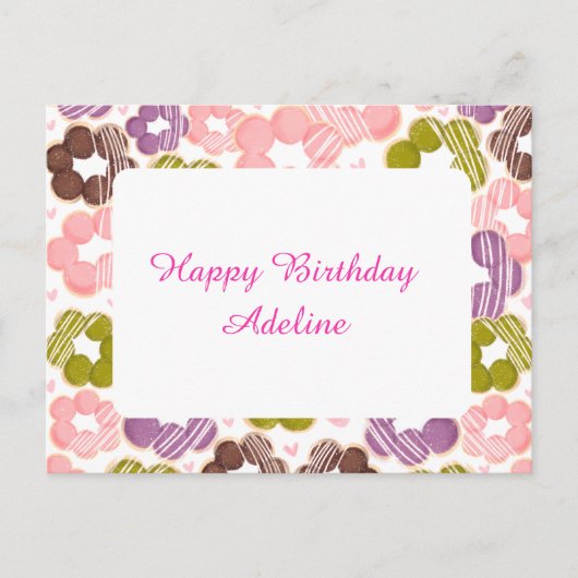 Aardbei, Matcha, Chocolade en Ube Mochi Donuts Briefkaart (Voorkant)