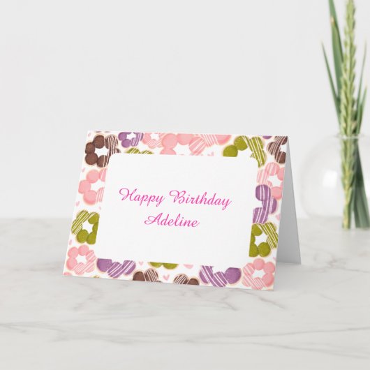 Aardbei, Matcha, Chocolade en Ube Mochi Donuts Kaart (Voorkant)