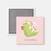 Aardbei Matcha Dinosaur Magneet (Voorkant / Achterkant)