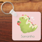 Aardbei Matcha Dinosaur Sleutelhanger (Voorkant)