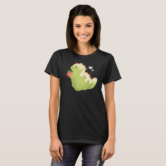 Aardbei Matcha Dinosaur T-shirt (Voorkant volledig)