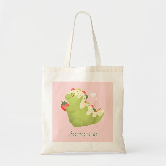Aardbei Matcha Dinosaur  Tote Bag (Voorkant)