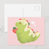 Aardbei Matcha Dinosaurus Briefkaart (Voorkant / Achterkant)