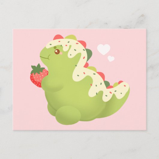 Aardbei Matcha Dinosaurus Briefkaart (Voorkant)