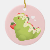 Aardbei Matcha Dinosaurus Keramisch Ornament (Voorkant)